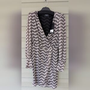 Floral Wrap Blouse in Black and Cream